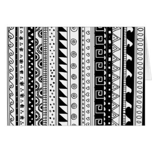 Cartão Teste padrão tribal preto e branco