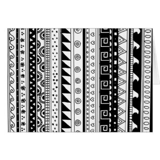 Cartão Teste padrão tribal preto e branco
