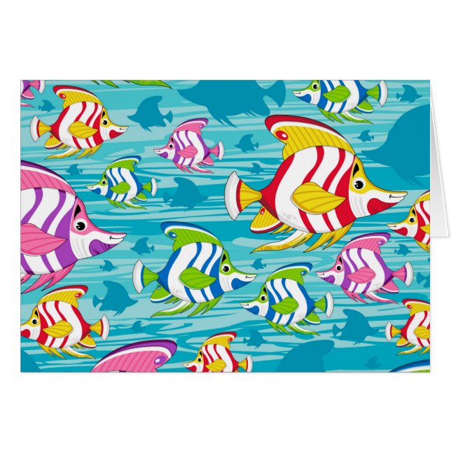 Cartão Teste padrão tropical dos peixes dos desenhos (Frente Horizontal)