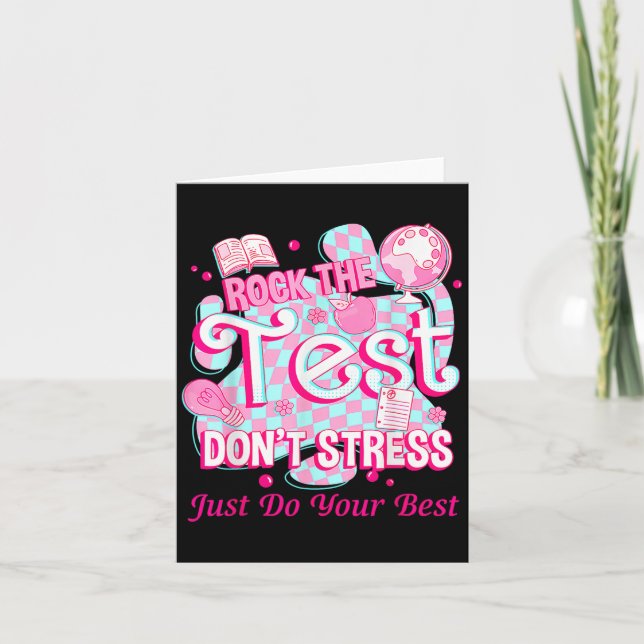 Cartão Testing Day Rock The Test Motivational For Teacher (Frente)