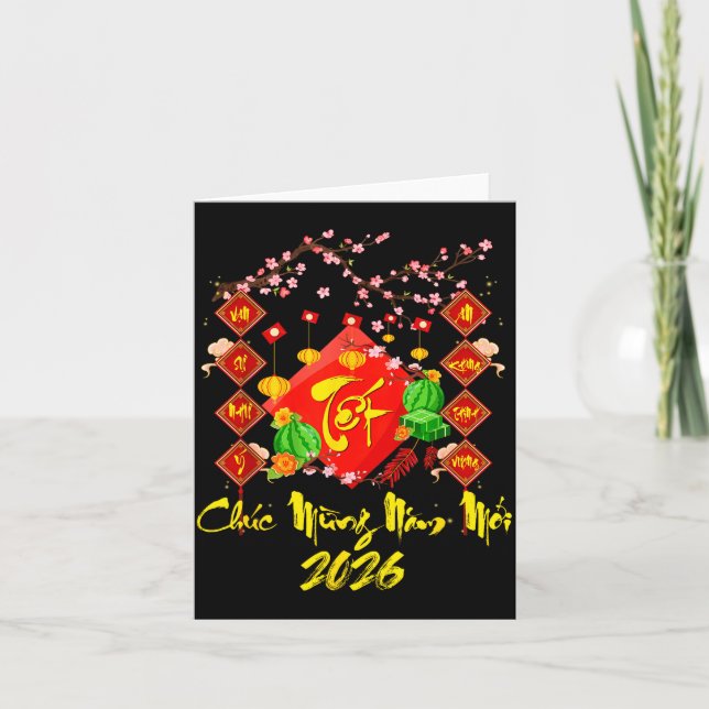 Cartão Tet 2026 Year Of The Horse Vietnamese Lunar New Ye (Frente)