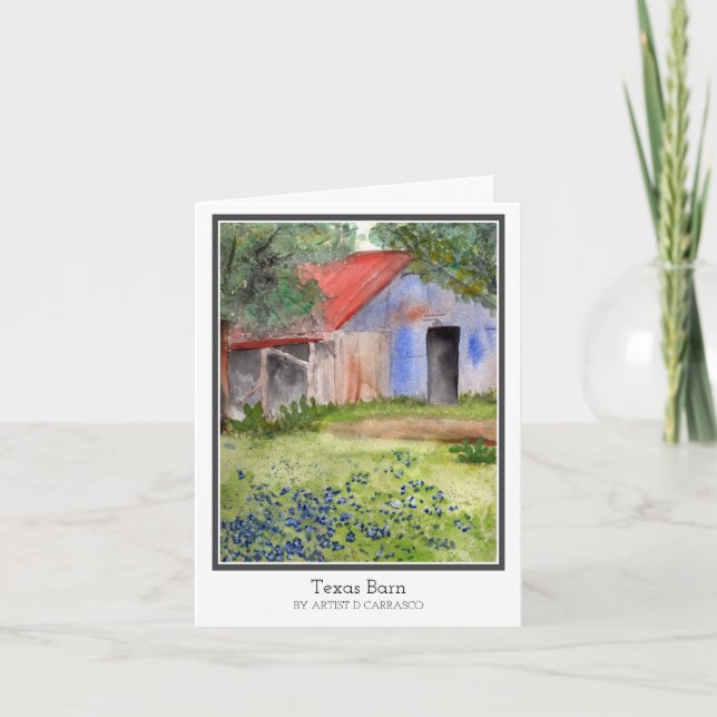Cartão Texas Barn Watercolor Birthday (Frente)