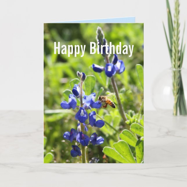 Cartão Texas Bluebonnet Happy Birthday (Frente)