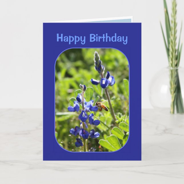 Cartão Texas Bluebonnets Happy Birthday (Frente)
