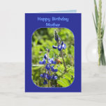 Cartão Texas Bluebonnets Mother Happy Birthday<br><div class="desc">A honeybee visits a Texas Bluebonnet,  the state flower of Texas.</div>