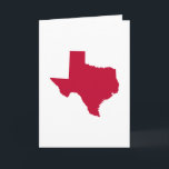 Cartão Texas em Vermelho<br><div class="desc">A forma do estado do Texas em vermelho.</div>