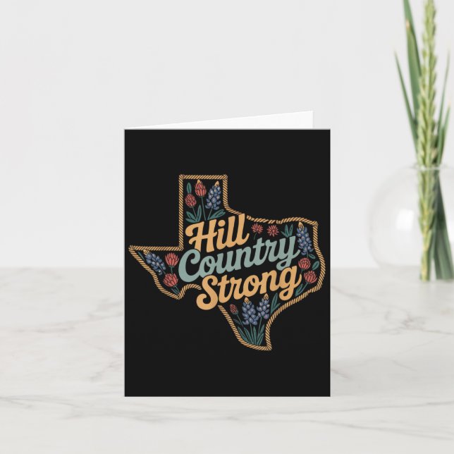 Cartão Texas Hill Country 2025 Texas Strong Retro Motivat (Frente)