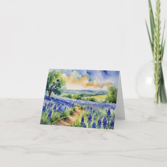 Cartão Texas Hill Country Watercolor (Frente)