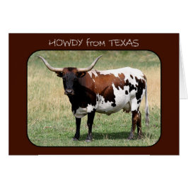 Cartão Texas Longhorn Cow Howdy do Texas