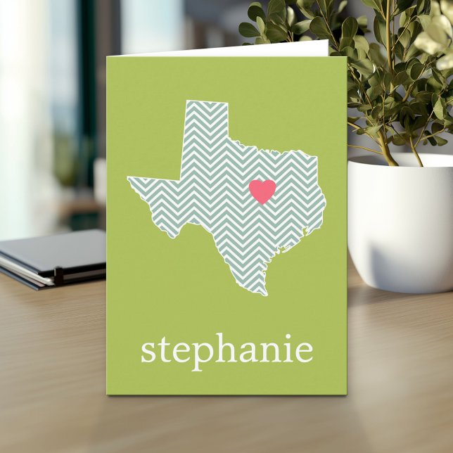 Cartão Texas Love with Custom Heart and Family Name (Custom Greeting Card with Photo)