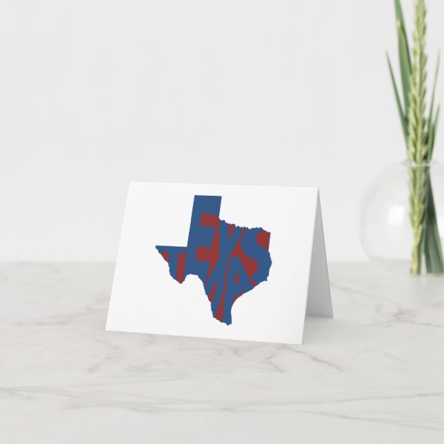 Cartão Texas State Name Word Art Blue Note (Frente)
