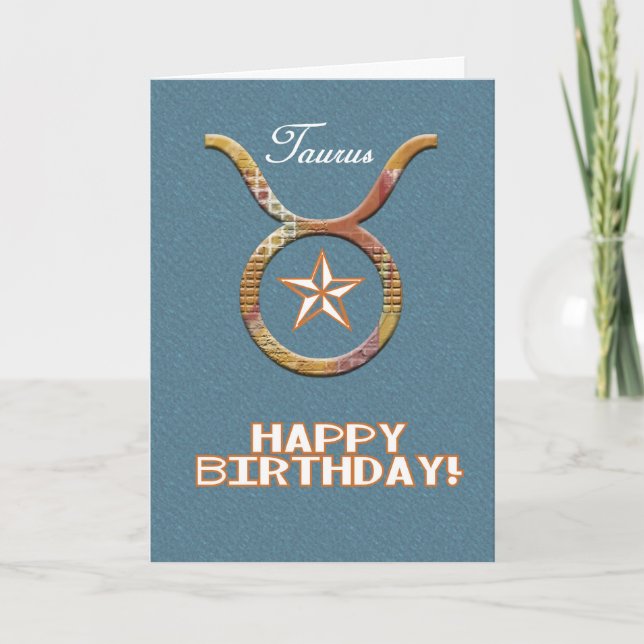 Cartão Texas Taurus Birthday-zodiac/astrologia (Frente)