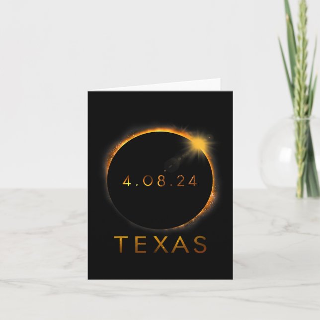 Cartão Texas Total Solar Eclipse 8 de abril de 2024 Texas (Frente)