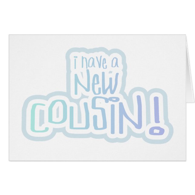Cartão Texto azul eu tenho um primo novo (Frente Horizontal)