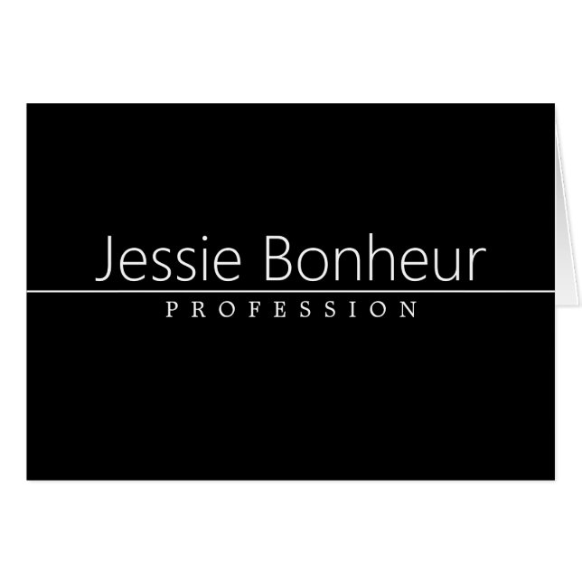 Cartão Texto branco clássico simples em preto (Frente Horizontal)