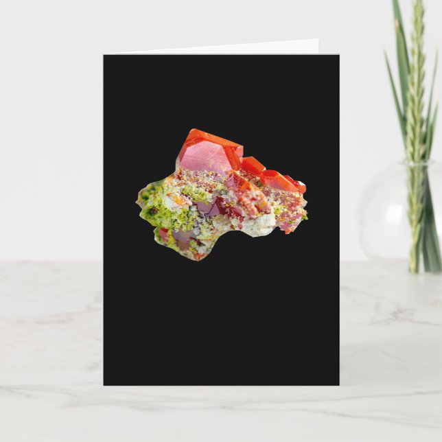 Cartão Texto de adição de cristal de Wulfenite vermelho b (Frente)