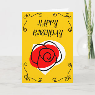 Cartão Texto de Aniversário do Rosa espanhol