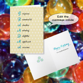 Cartão Texto de apreciação de aniversário da vovó