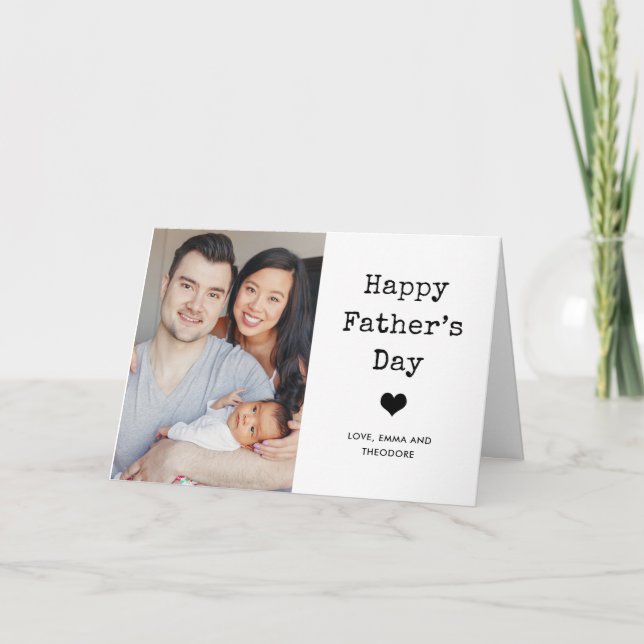 Cartão Texto de duas fotos e máquina de escrever | Dia de (Frente)