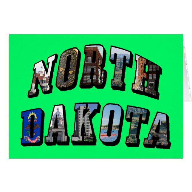 Cartão Texto de Imagem de Dakota do Norte (Frente horizontal)