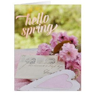 Cartão Texto de Primavera do Loveletter da Flor Cherry Bl