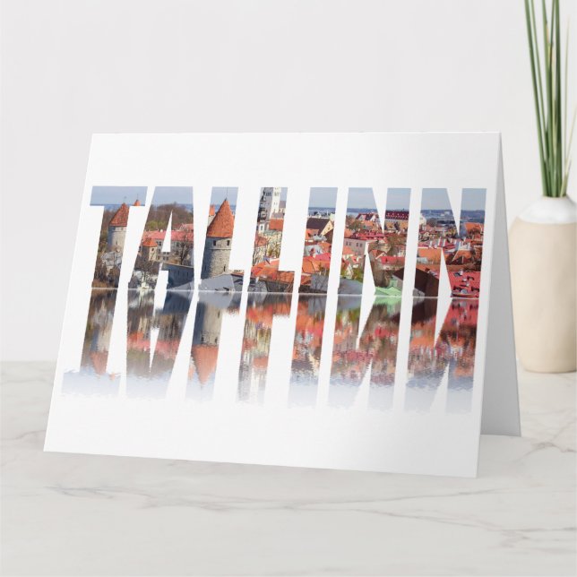 Cartão Texto de Tallinn composto pela vista antiga da cid (Frente)