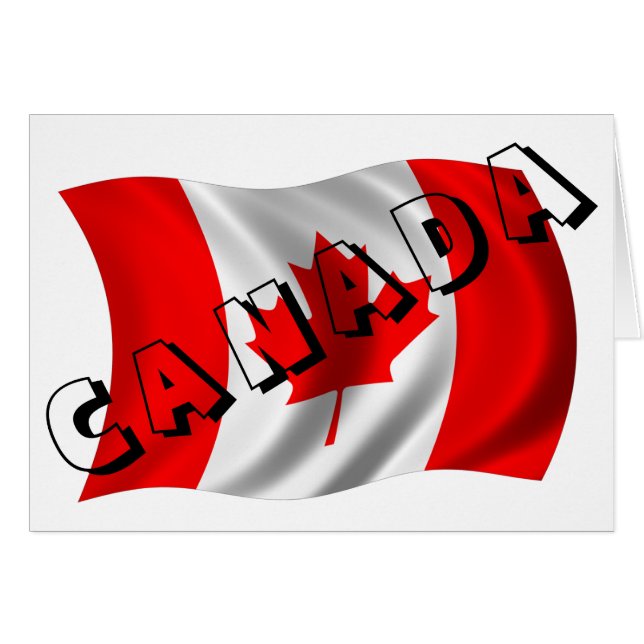 Cartão Texto do CANADÁ na bandeira canadense (Frente Horizontal)