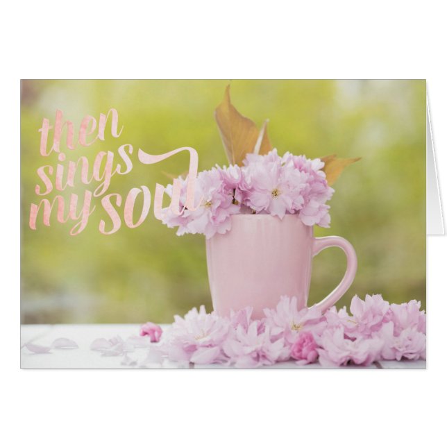 Cartão Texto do Primavera de vida útil de Cherry Blossom (Frente Horizontal)