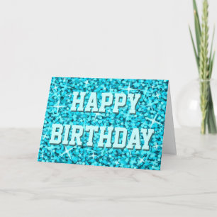 Cartão Texto frontal e dentro do Feliz Aniversário Azul G