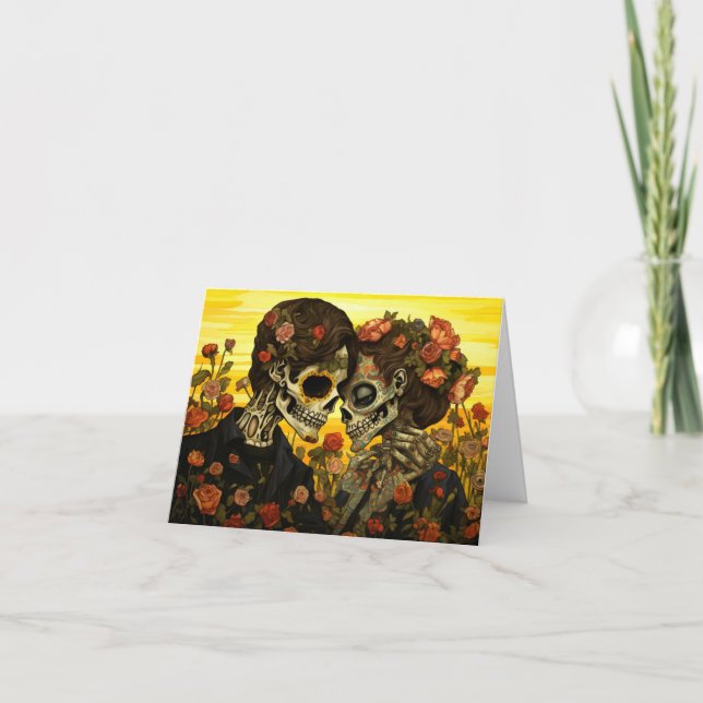 Cartão Texto personalizado 💀 Artístico Día de Muertos (Frente)