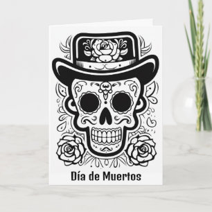 Cartão Texto personalizado 💀 B/W (colorido o seu) Día de