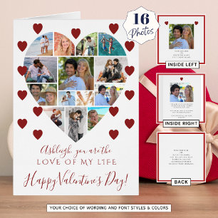 Cartão Texto Personalizado de Colagem de Fotos do Coração