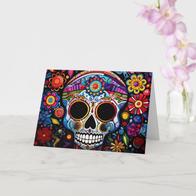 Cartão Texto personalizado 💀 Día de Muertos (Orquídea)