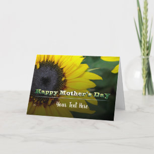 Cartão Texto personalizado do Dia de as mães girassol fe
