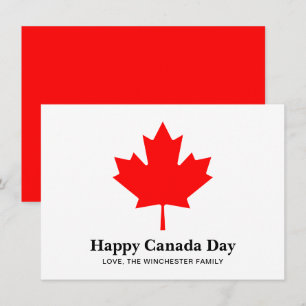 Cartão Texto personalizado do Dia do Canadá Feliz com fol