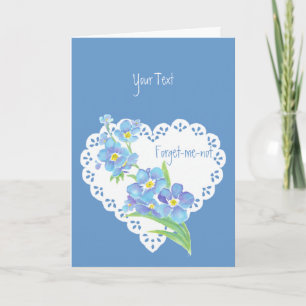 Cartão Texto personalizado Esquecer-me-não floral azul