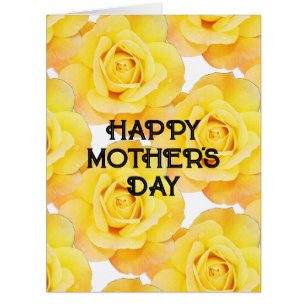 Cartão Texto Personalizado Floral Amarelo de Dia de as mã