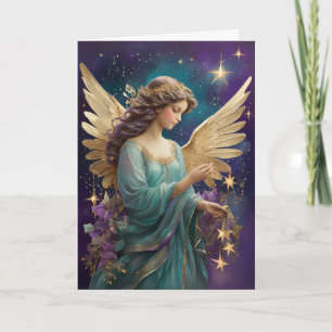 Cartão Texto Personalizado Floral do Anjo de Natal Elegan