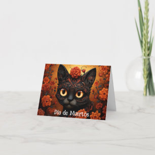 Cartão Texto personalizado 💀 😺 Gato De Los Muertos