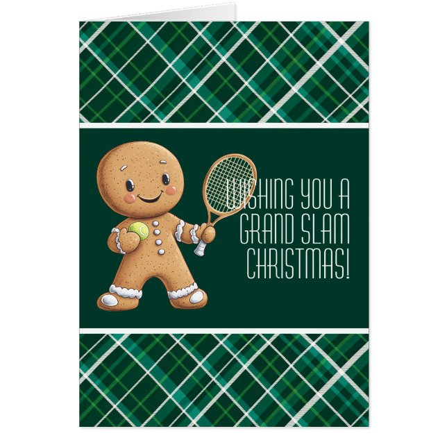 Cartão 🎾 🎄 Texto personalizado, Gingerpão Grande Slam (Frente)