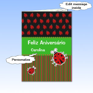 Cartão Texto personalizado português de aniversário de 