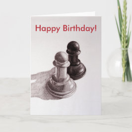 Cartão Texto Personalizado, Preto e Branco, Xadrez Aniver