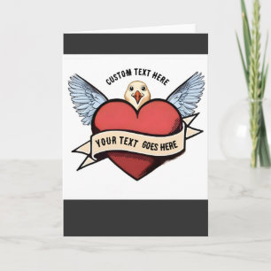 Cartão Texto Personalizado Tatuagem de Gaivota Engraçad