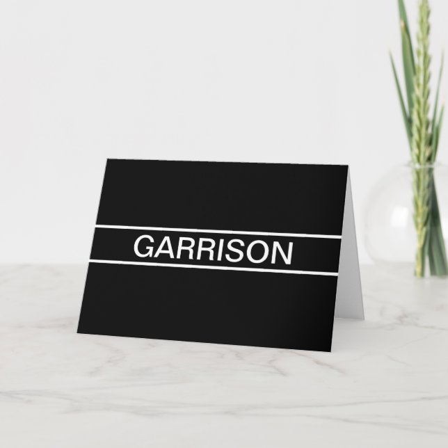 Cartão Texto Personalizável | Preto e Branco Moderno e Fo (Frente)