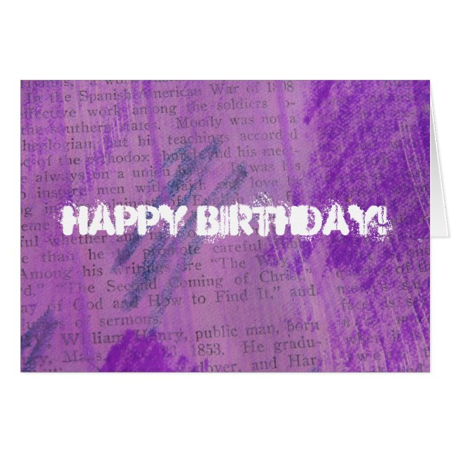 Cartão Texto Roxo, Feliz Aniversário! (Frente Horizontal)