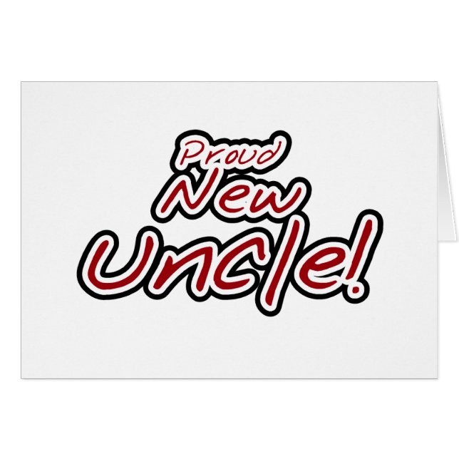 Cartão Texto vermelho e preto do tio novo orgulhoso - (Frente Horizontal)