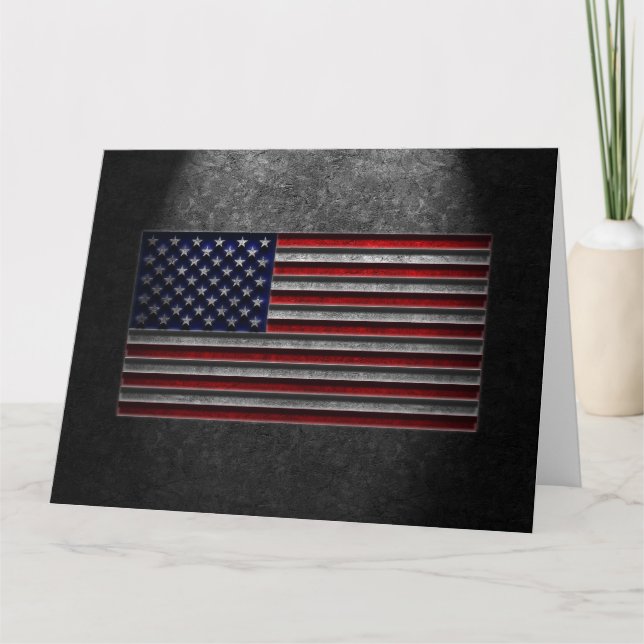 Cartão Textura de Pedra de Bandeira Americana (Frente)