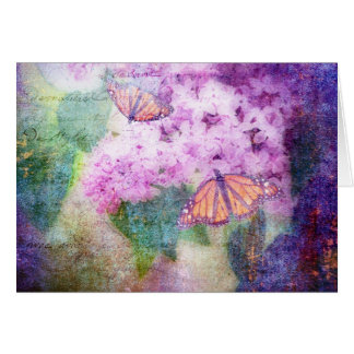 Cartão Textured dos Lilacs & das borboletas