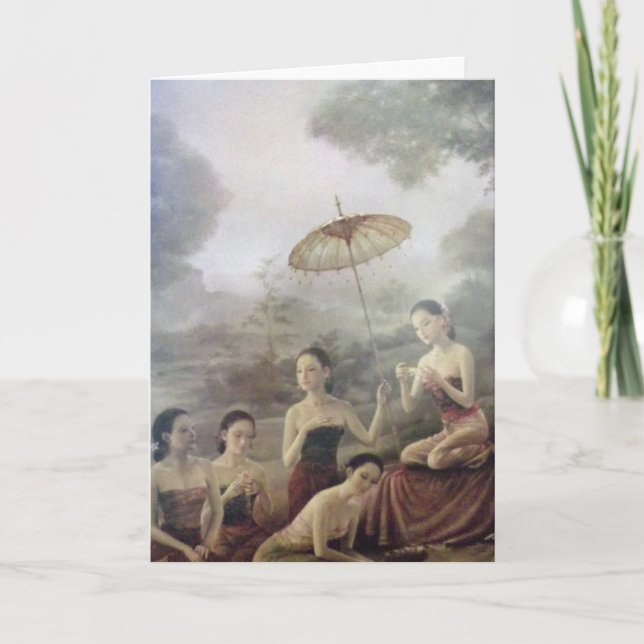 Cartão Thai antique style print greeting card (Frente)