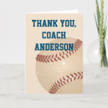 Cartão Thank You Card for Baseball Coaches<br><div class="desc">Say thanks to your favorite baseball coach with this greeting card. Both the message on the front and the inside of this card is ready to be customized with your own personalized message. It features a distressed style illustration of a baseball against a soft cream colored background with your message...</div>